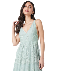 Turquoise Dress With Ruffles At The Hem